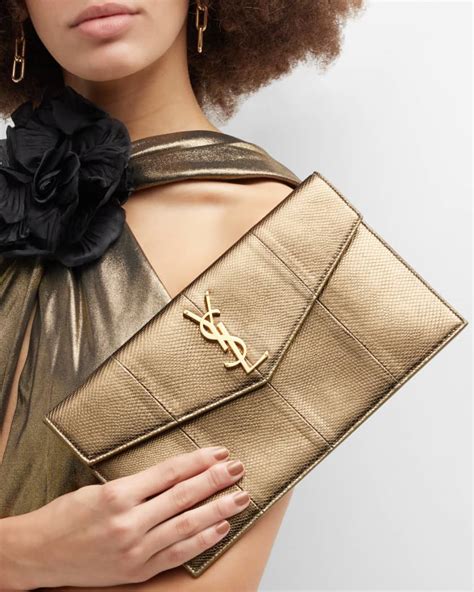 ysl gold metal clutch|YSL uptown clutch sale.